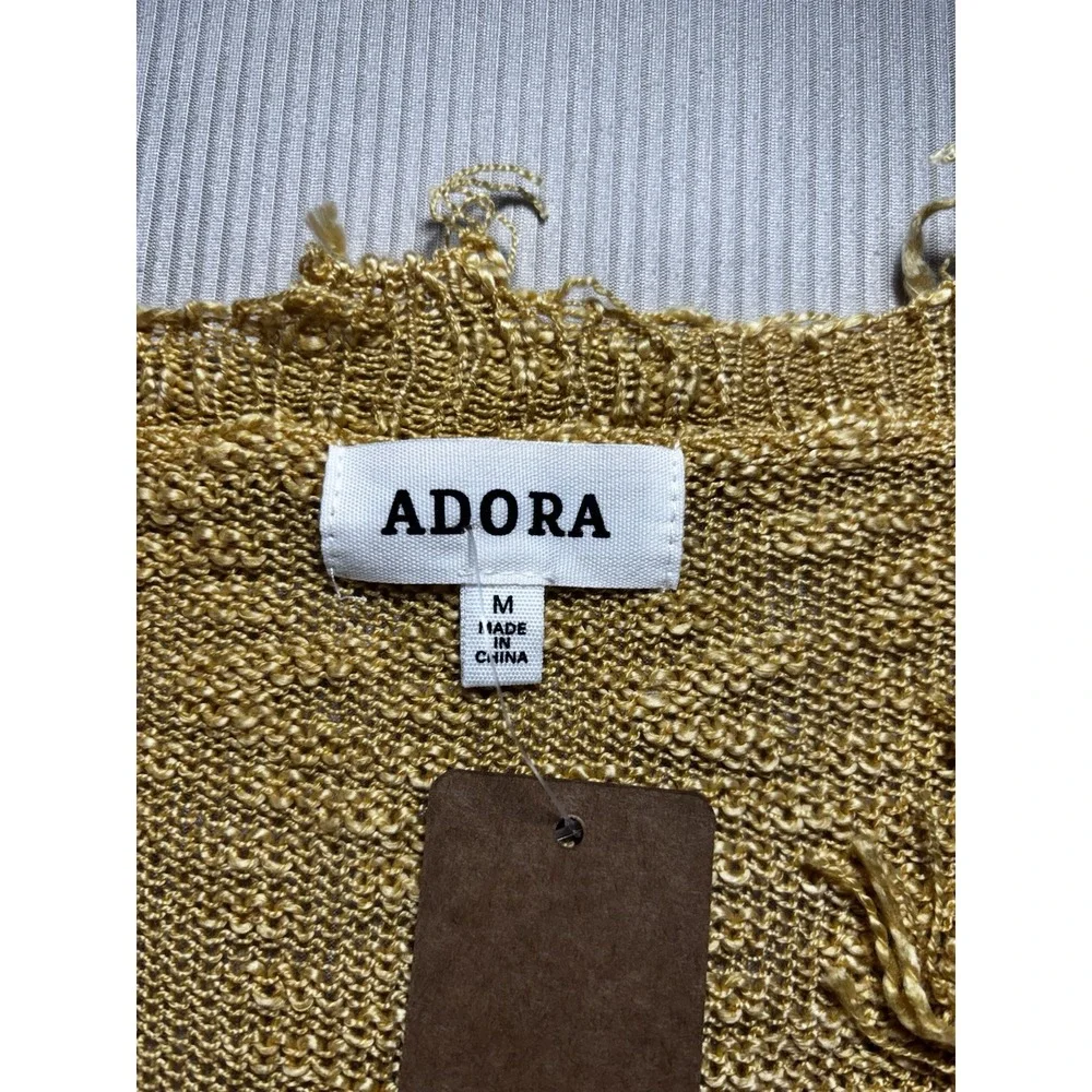 Adora Distressed Star Sweater Raw Hem Cotton Blend Golden Yellow M Boho Y2K‎ NWT